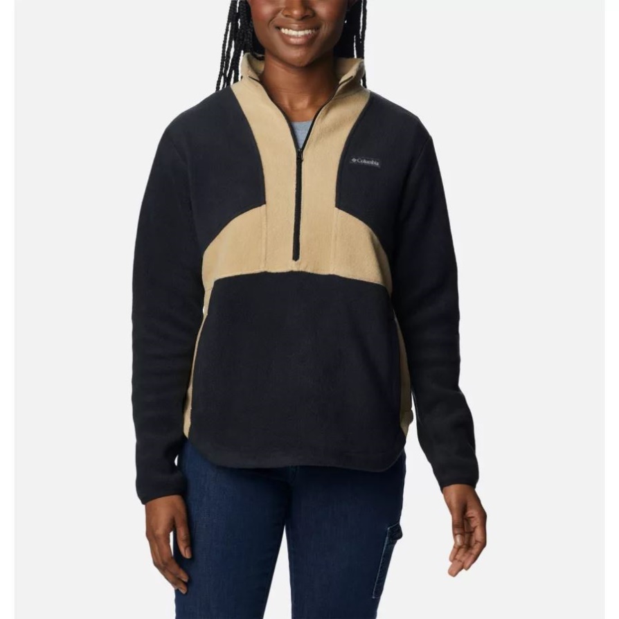 קפיצי בנטוון לנשים של מותג Black/beach Columbia Colorblock סוודר צמר חצי רוכסן
