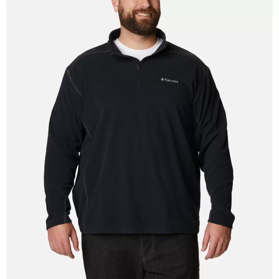 Black Columbia גברים של KLLAMATH Range II חצי פליס עם רוכסן בגודל מורחב