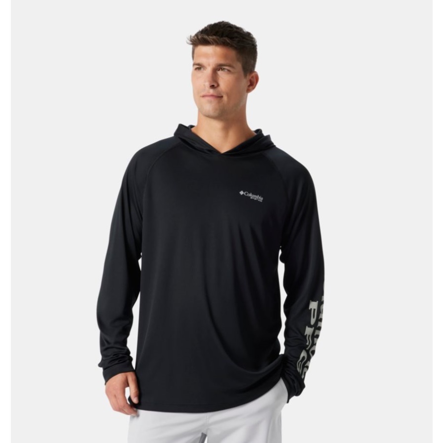 שחור/אפור מגניב לוגו גברים Pfg טרמינל Hoodie Columbia