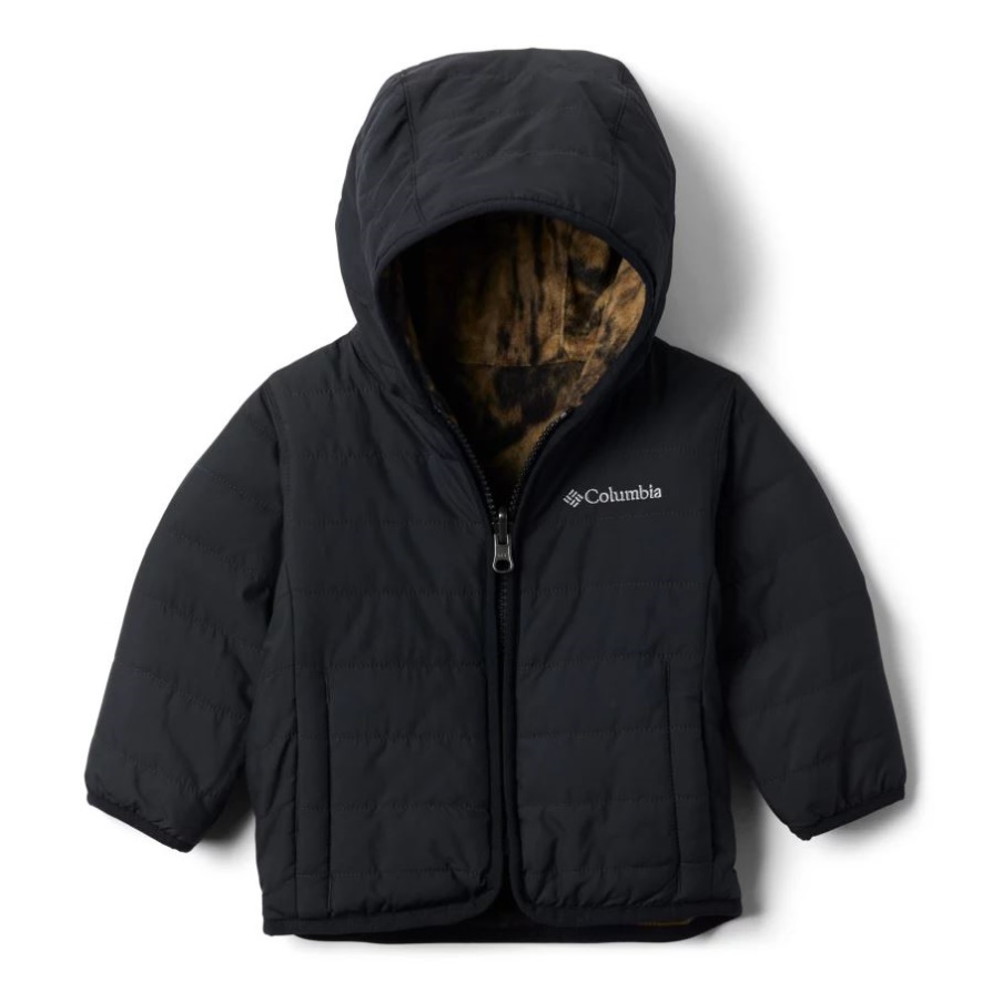 Black/timberwolf תינוק כפול צרות מעיל הפיך קולומביה