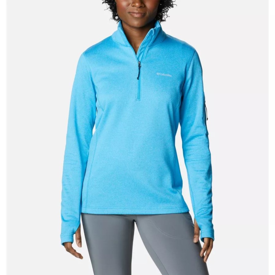 Blue Chill Heather רשת נוף לפארק 1/2 סוודר צמר רוכסן קולומביה