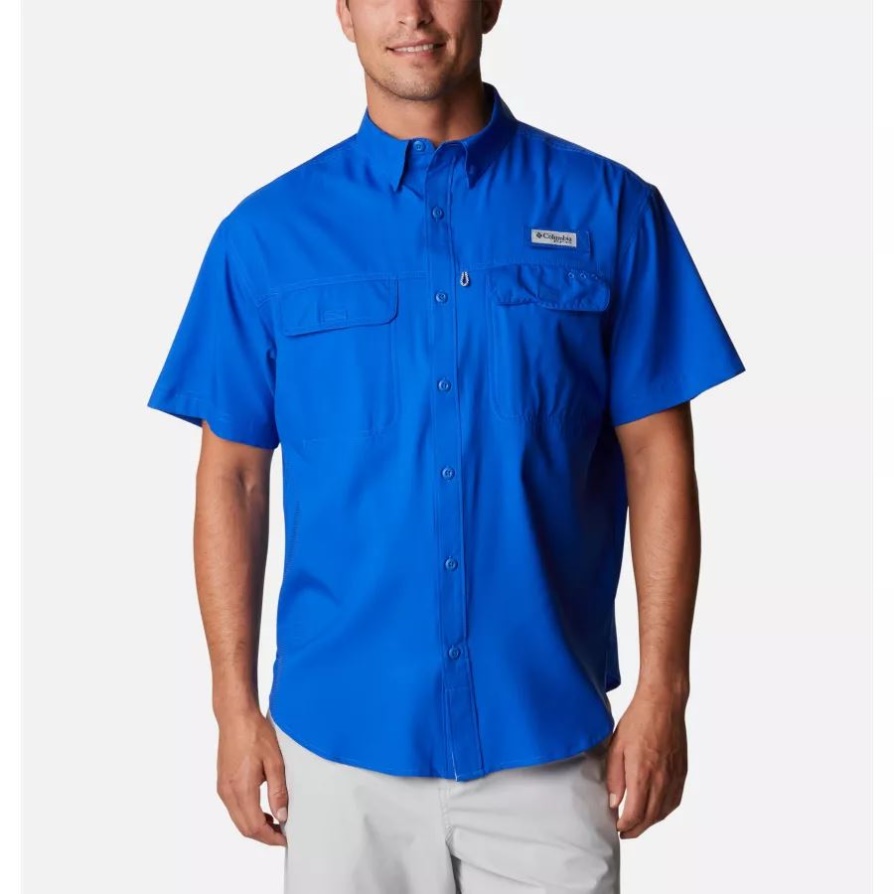 כחול Macaw Columbia גברים Pfg Skiff Guide ארוגים חולצה עם שרוולים קצרים