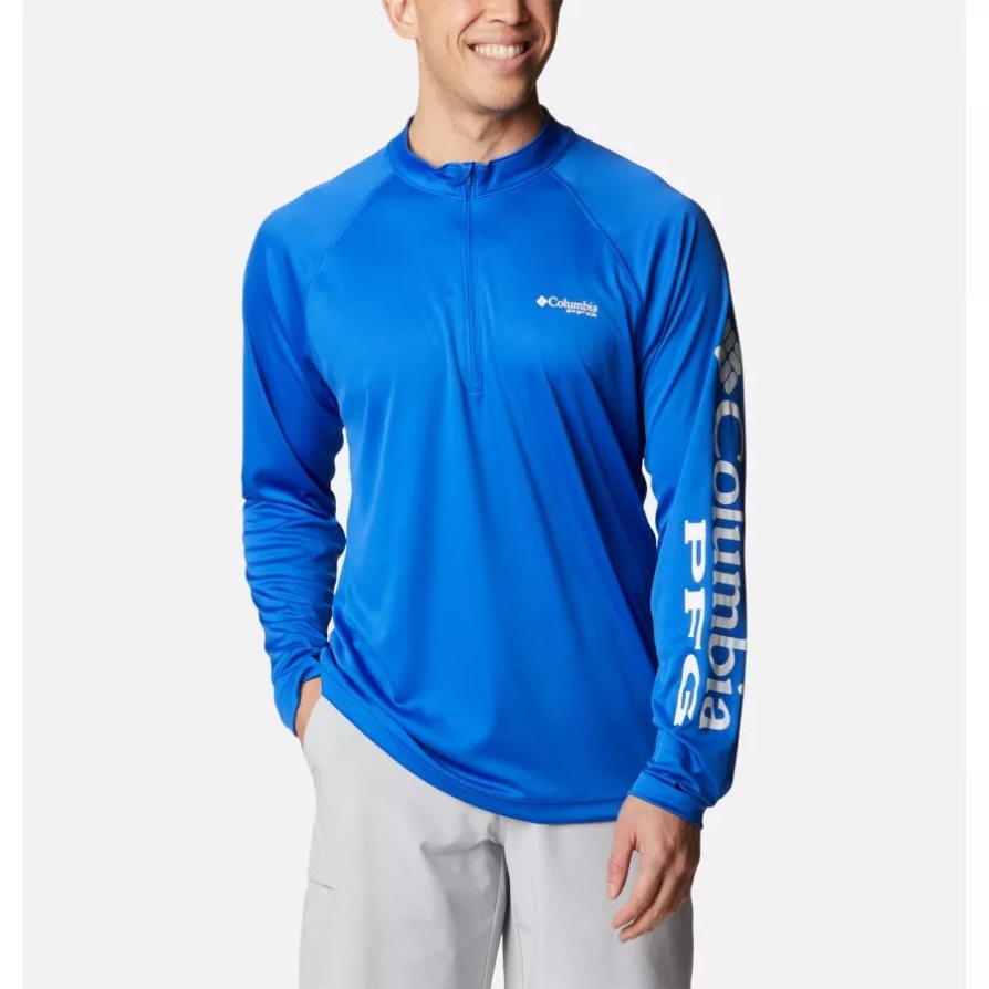 כחול Macaw/white Logo Columbia Pfg טרמינל 1/4 סוודר רוכסן לגברים