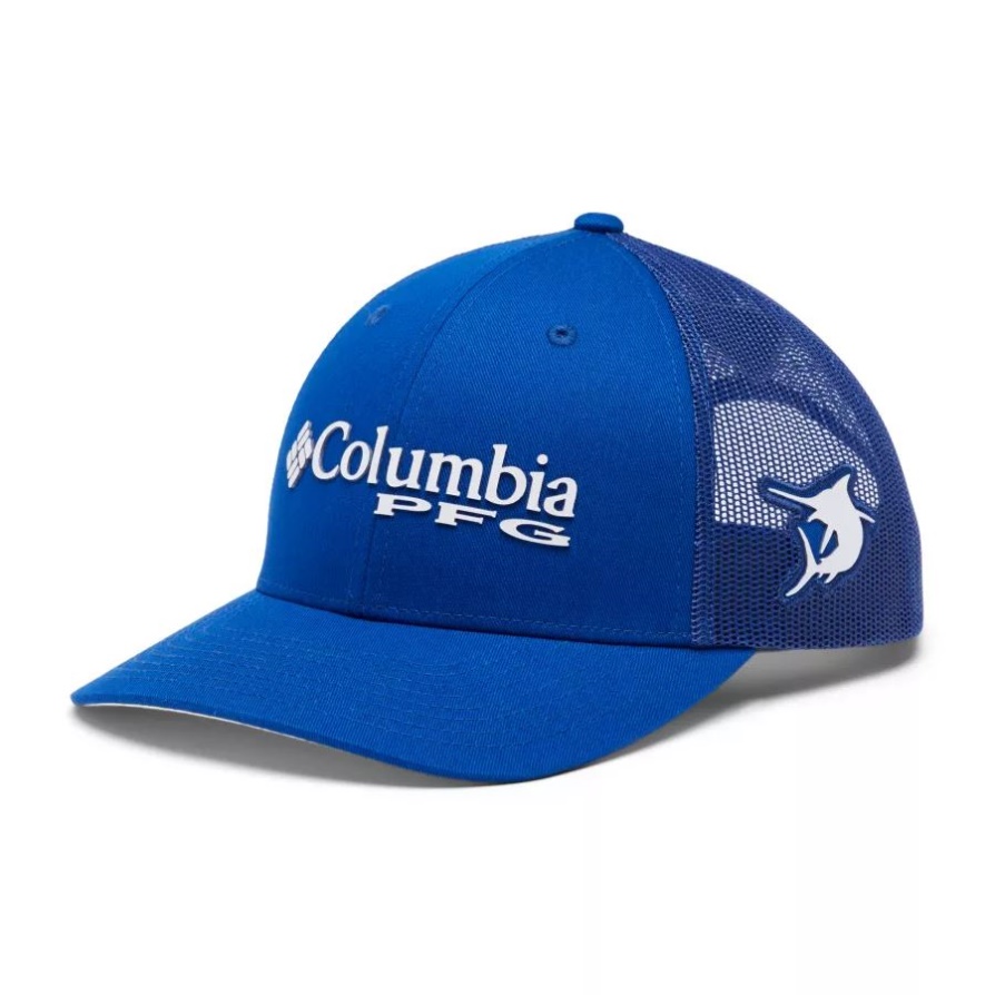 כחול Macaw/white/marlin Columbia Pfg Logo Mesh Snapback כתר נמוך