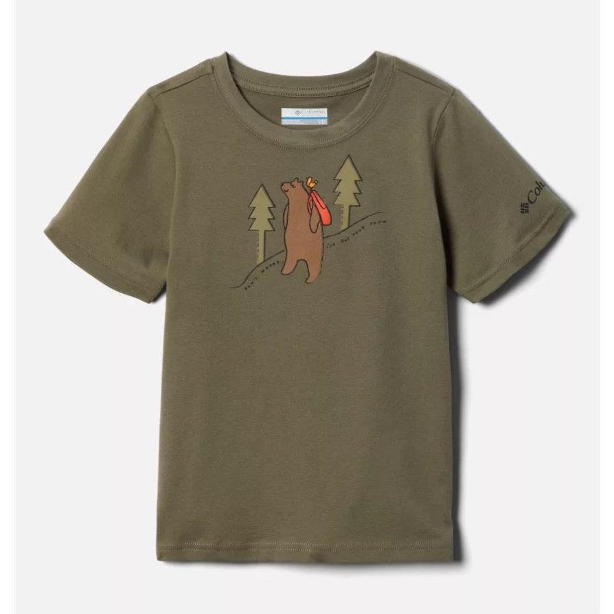 Boys' Valley Creek חולצת טריקו גרפית עם שרוולים קצרים אבן ירוקה Bearly Pack קולומביה