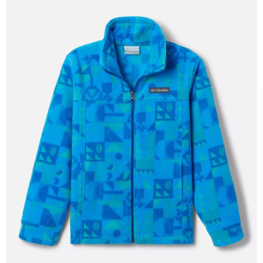 Boys' Zing Iii מעיל צמר מודפס Bright Aqua Quest Columbia
