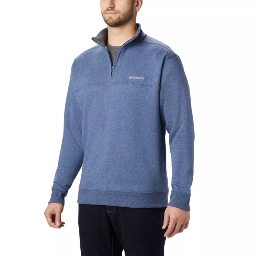 Carbon Heather גברים Hart Mountain Ii חצי רוכסן סווטשירט גבוה קולומביה