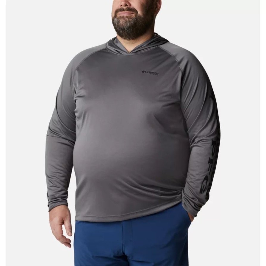 עיר לוגו אפור/שחור גברים Pfg טרמינל Hoodie קפוצ'ון גדול קולומביה