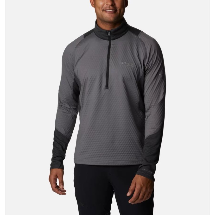 עיר אפור/שחור גברים Titan Pass Helix Half Zip Baselayer Columbia