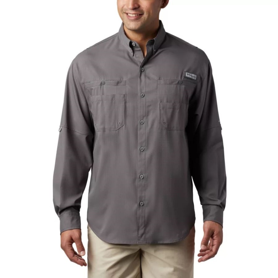 City ​​grey Columbia גברים Pfg Tamiami Ii חולצה גדולה עם שרוולים ארוכים