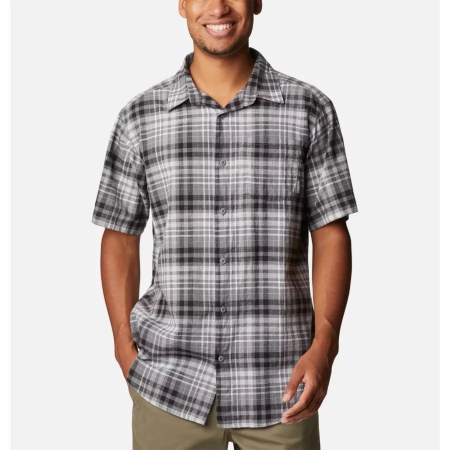 City ​​grey Madras Gingham Columbia גברים מתחת לחשיפה Yd חולצה עם שרוולים קצרים