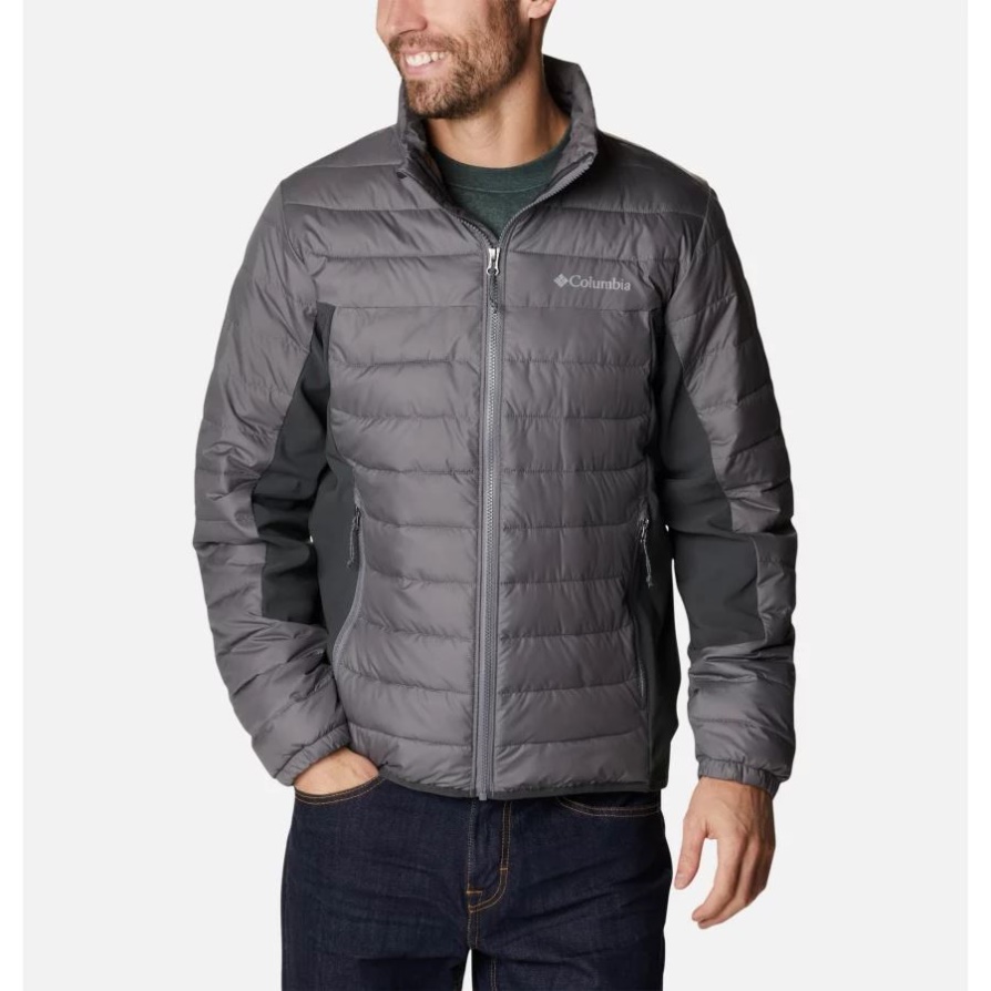 ג'קט היברידי של City Grey/shark Columbia גברים פודרה לייט