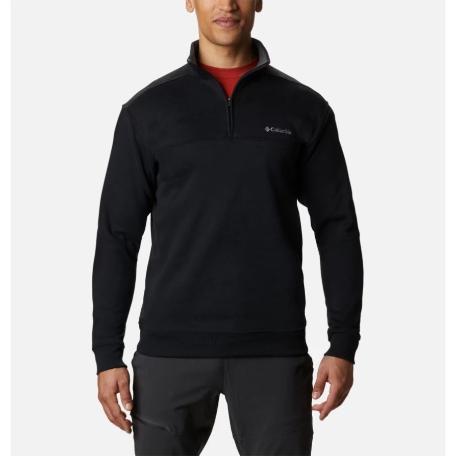 Columbia Black Men's Hart Mountain Ii סווטשירט חצי רוכסן גבוה