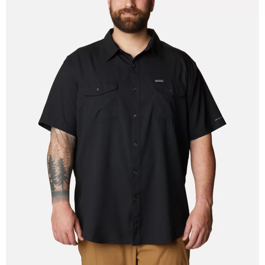 קולומביה שחורה לגברים Utilizer Ii חולצה מוצקה עם שרוולים קצרים