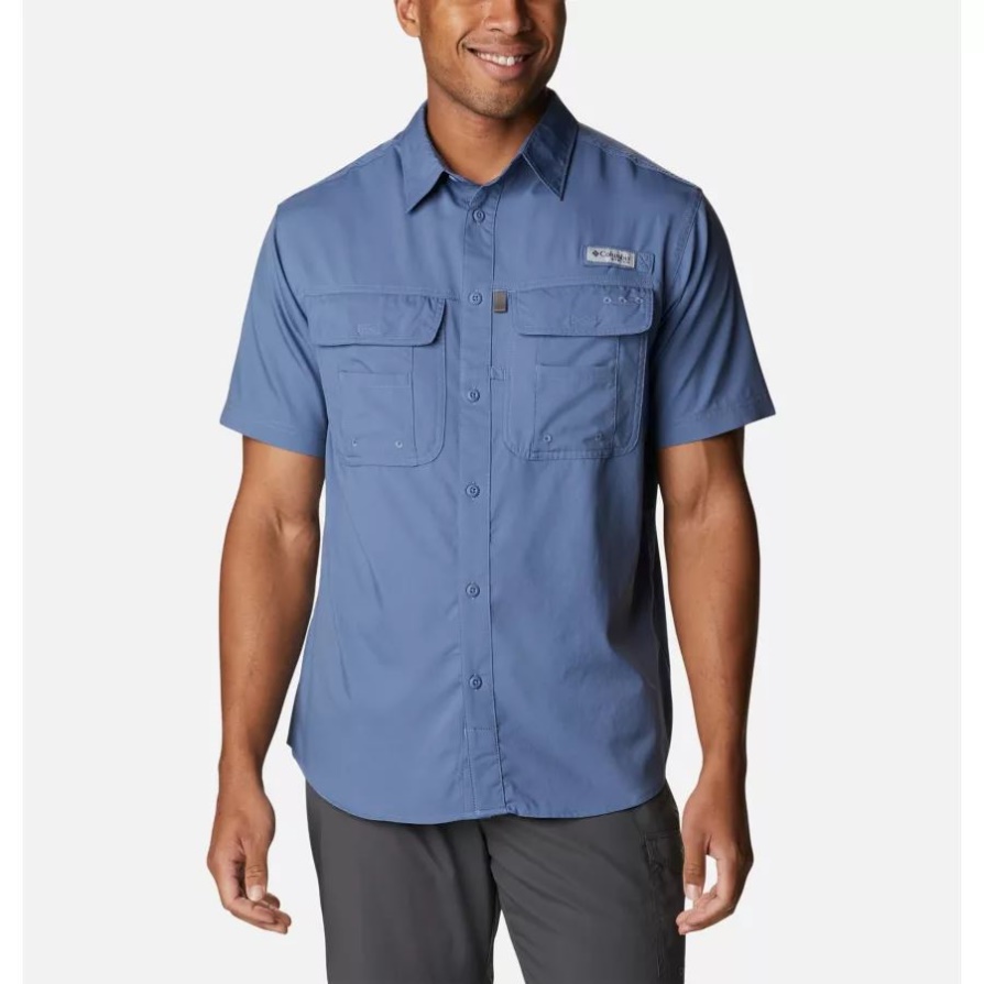 חולצה ארוגה עם שרוולים קצרים של Columbia Bluestone גברים Pfg Drift Guide