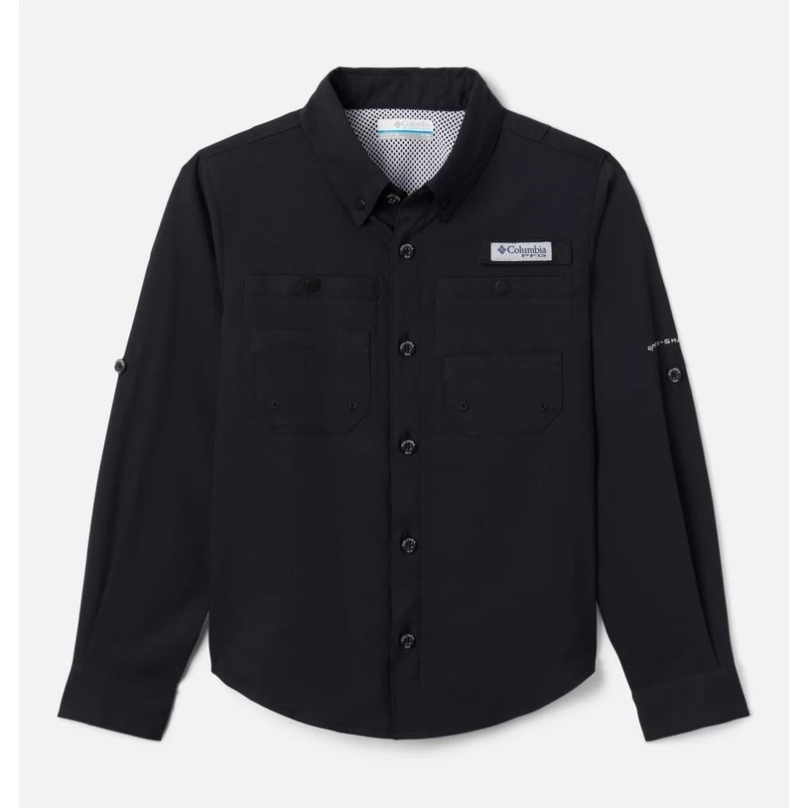חולצת שרוולים ארוכים של Columbia Boys Pfg Tamiami שחורה