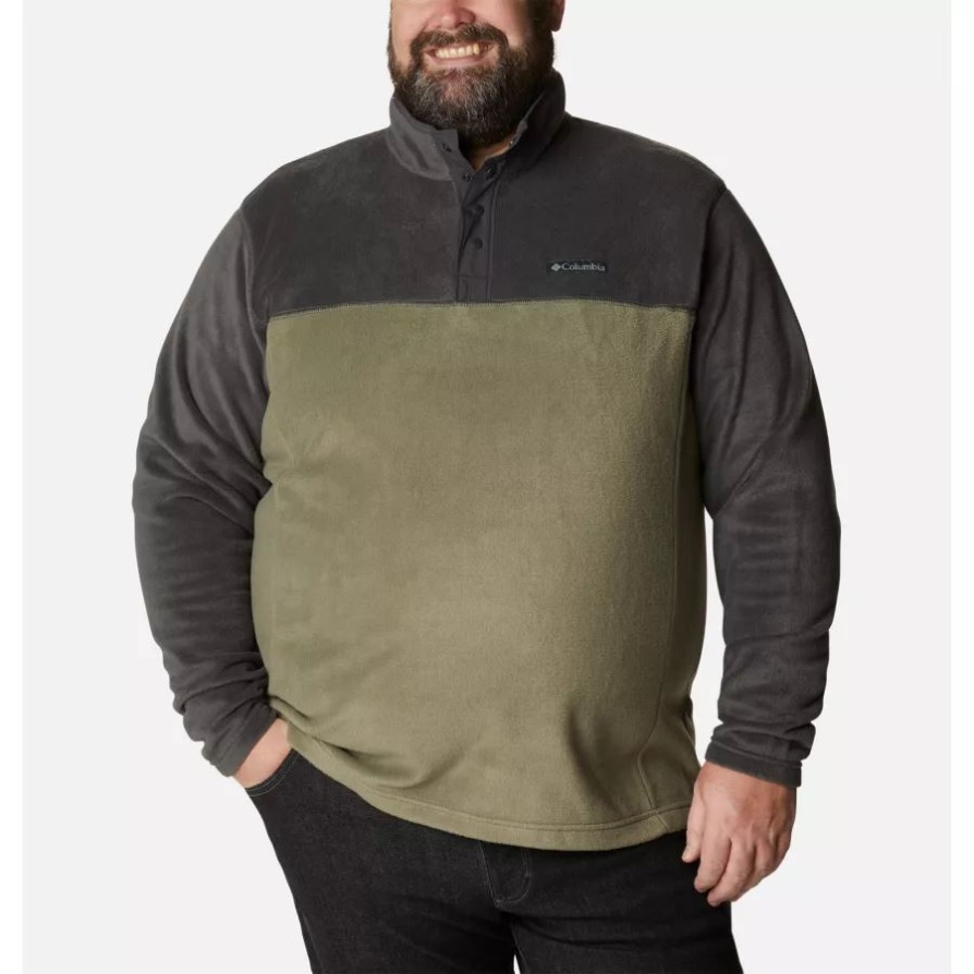 מותג Columbia Stone Green/shark גברים Steens Mountain סוודר צמר חצי הצמד גדול