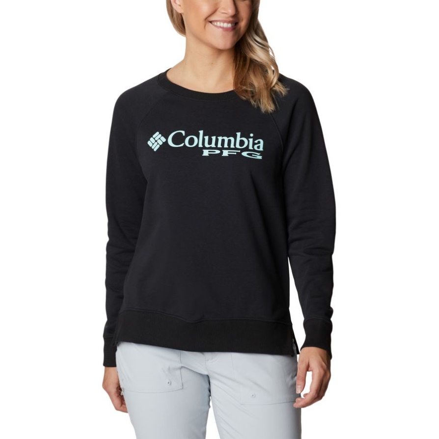 מותג Columbia Pfg Slack Water French Terry Crew סווטשירט שחור
