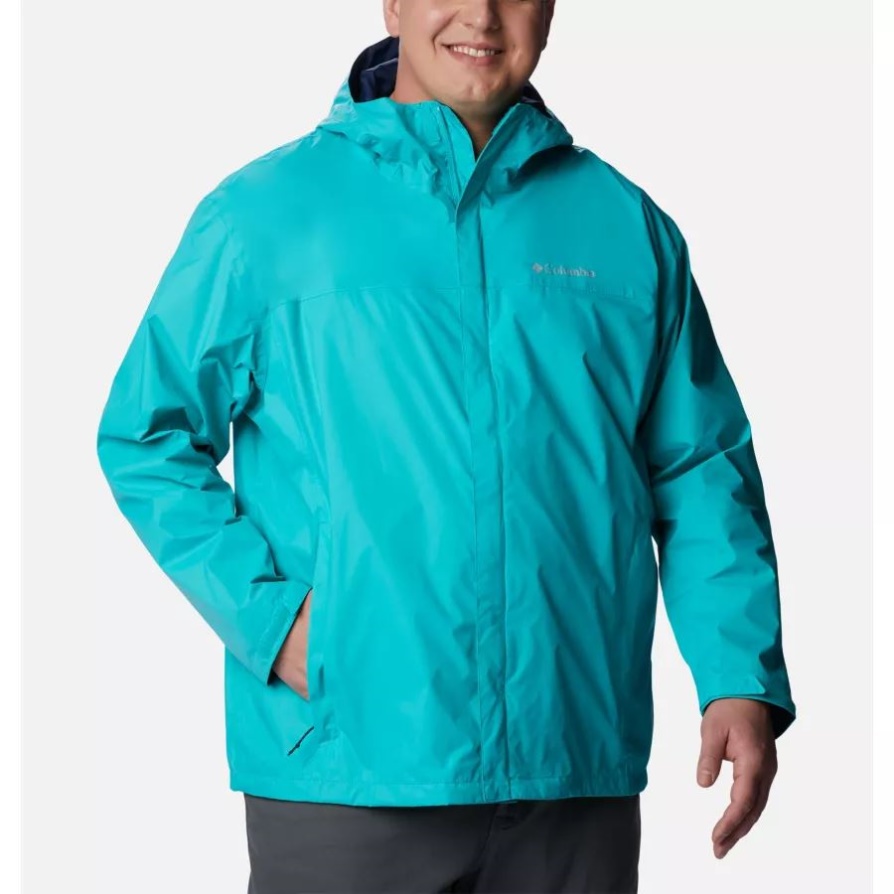 Columbia Bright Aqua גברים אטום למים Ii מעיל גשם גדול