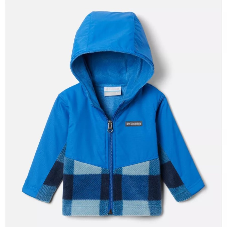 Columbia Bright Indigo Check Multi/bright Indigo Children's Infant Steens Mountain Overlay ז'קט קפוצ'ון