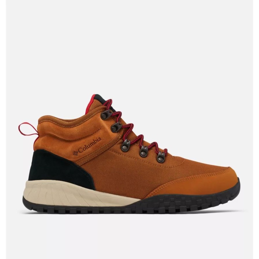 Columbia Caramel/mountain Red גברים Fairbanks Mid Boot