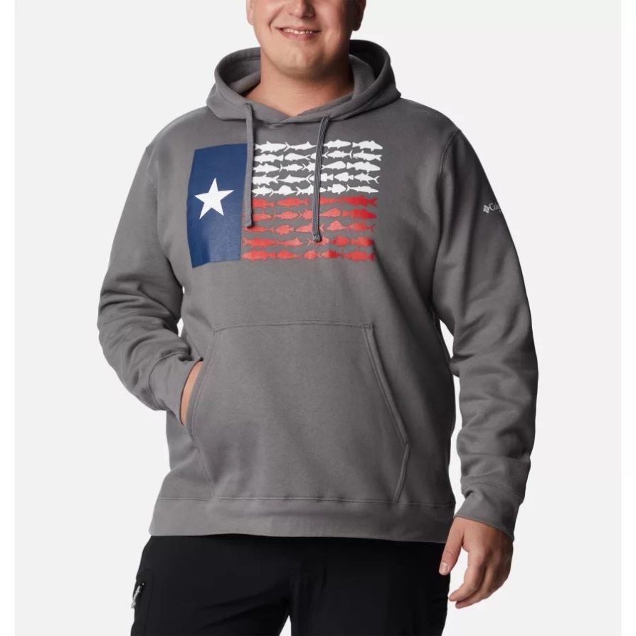 Columbia City Grey/texas גברים Pfg Fish Flag Ii קפוצ'ון גדול