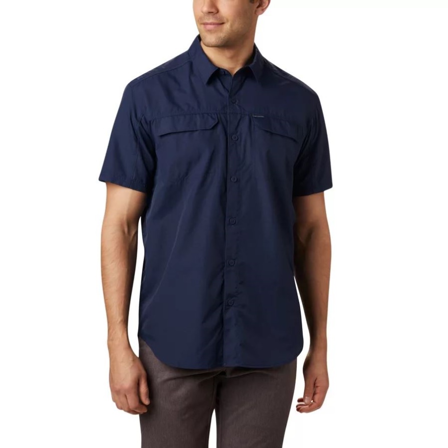 חולצה עם שרוולים קצרים של Columbia Collegiate נייבי גברים מכסף Ridge 2.0
