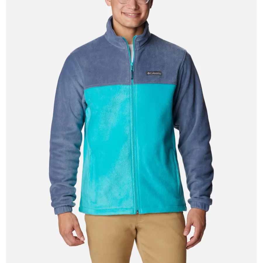 Columbia Dark Mountain/bright Aqua גברים Steens Mountain 2.0 מעיל צמר עם רוכסן מלא גבוה