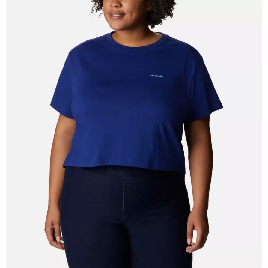קולומביה כהה ספיר/CSC ממותג Gradient Women's North Cascades טי קצוץ בגודל גדול
