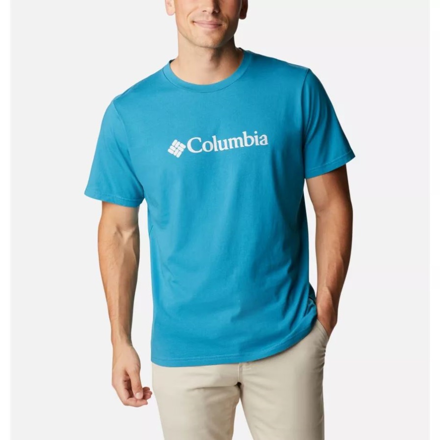 Columbia Deep Marine/csc Basic Logo Men's Lodge גראפי חולצת טריקו אורגנית מזדמנת