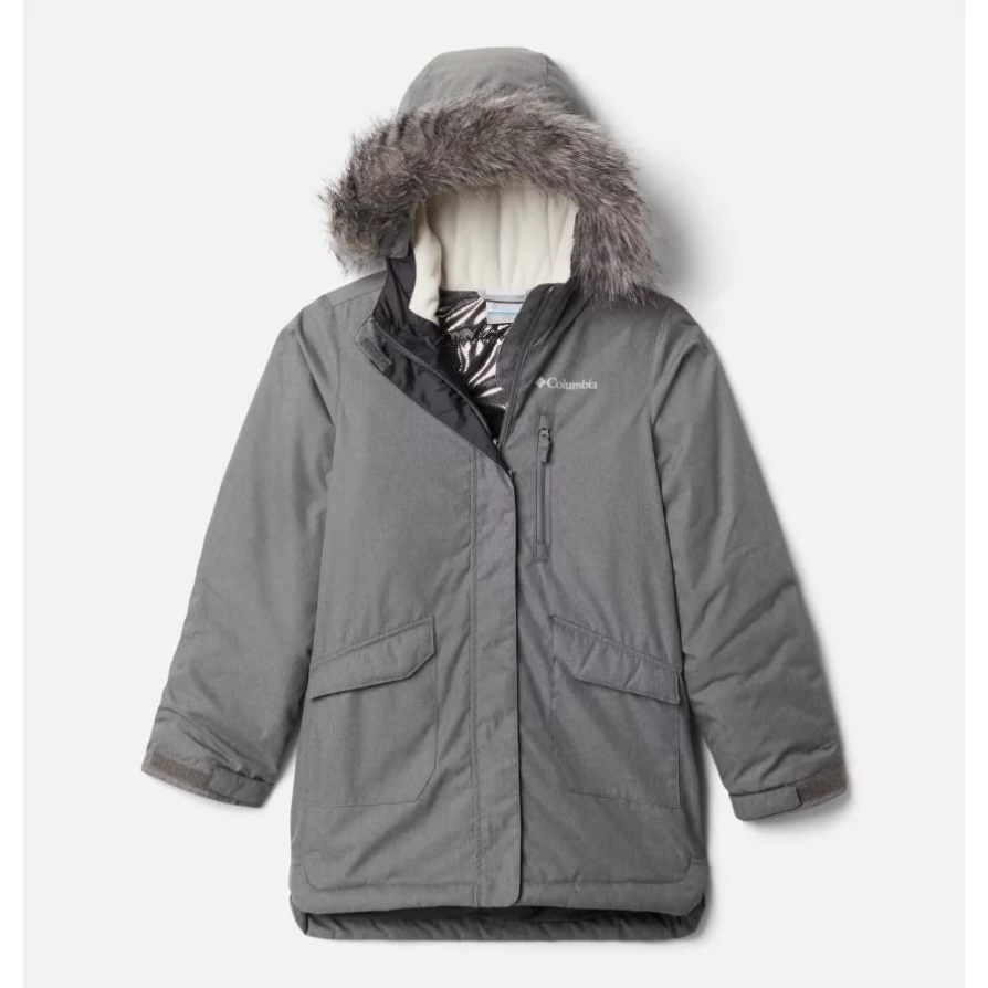 Columbia Girls' Suttle Mountain מעיל ארוך מבודד עיר אפור