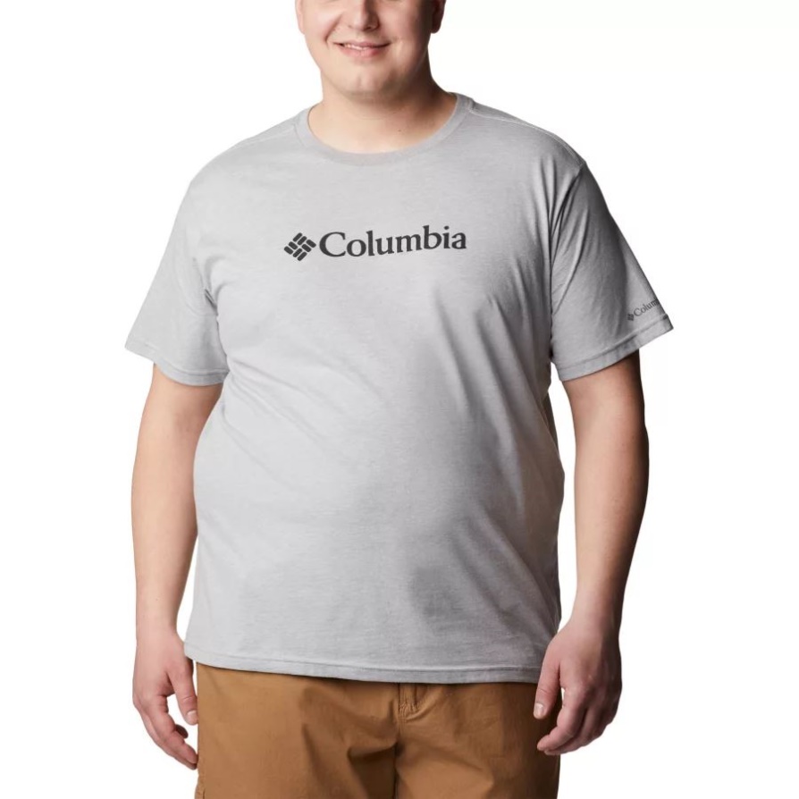 Columbia אפור חום גברים Csc חולצת טריקו עם לוגו בסיסית בגודל מורחב קולומביה
