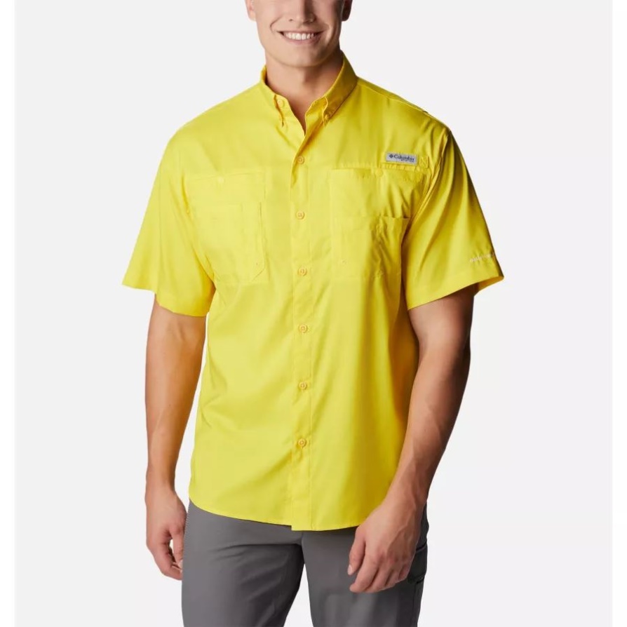 Columbia Laser Lemon גברים Pfg Tamiami Ii חולצת שרוולים קצרים גדולה