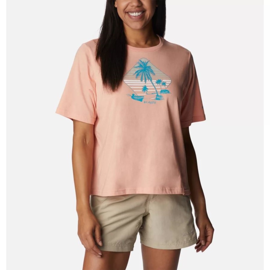 Columbia Light Coral/panga Palms גרפי נשים Pfg Bramley Bay רגוע