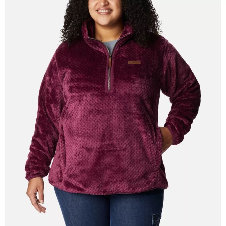 Columbia Marionberry נשים צד אש מרובע רוכסן פליס שרפה בגודל גדול