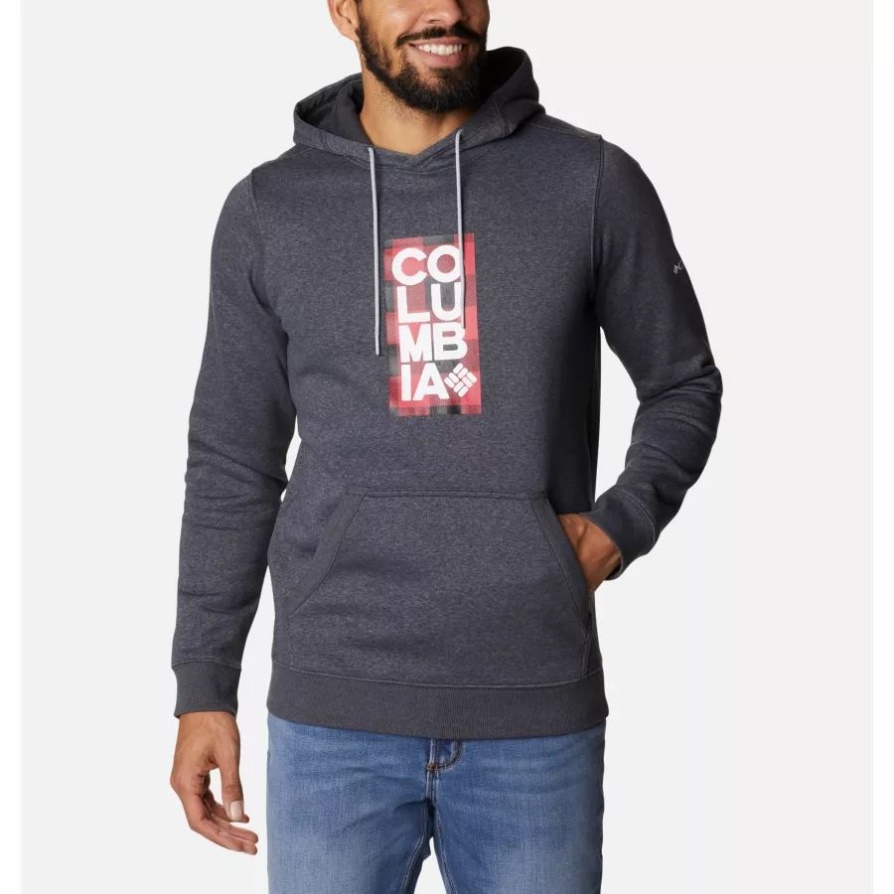 Columbia Men's Csc Basic Logo Ii Hoodie Shark Heather/csc מסגרת מוערמת מסומנת