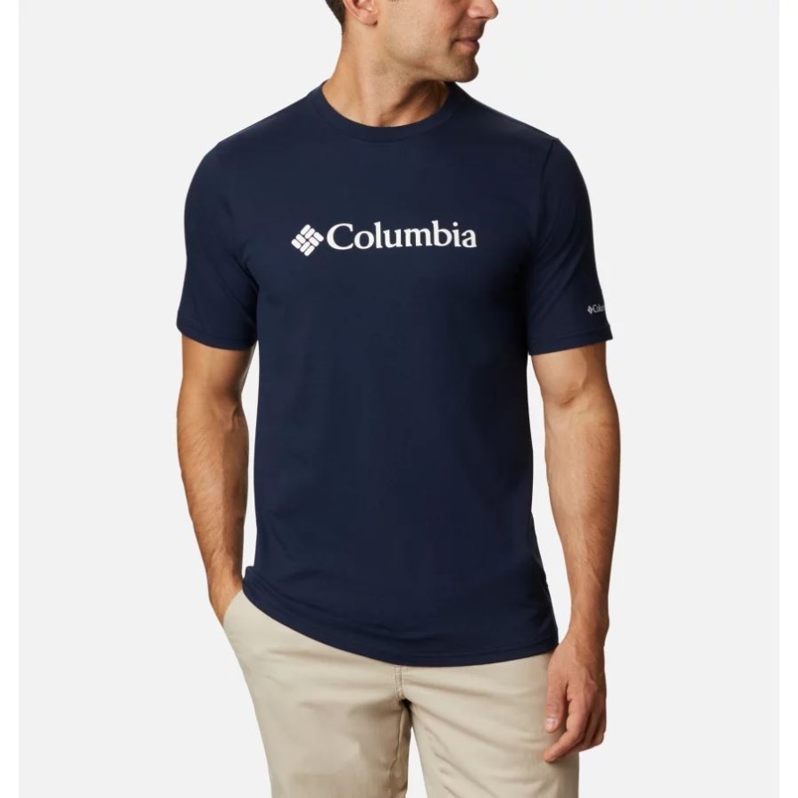 Columbia Men's Csc Basic לוגו חולצת טריקו בגודל מורחב קולג'י נייבי/לבן