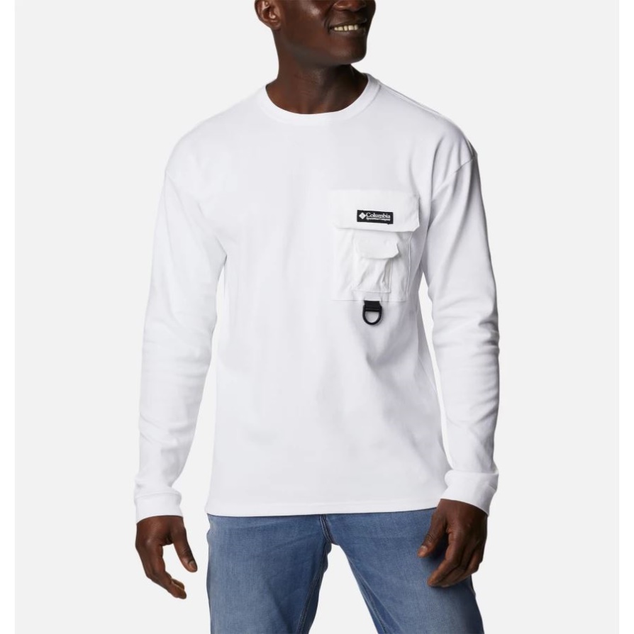 Columbia Men's Field Creek כפול חולצת שרוולים ארוכים לבנה