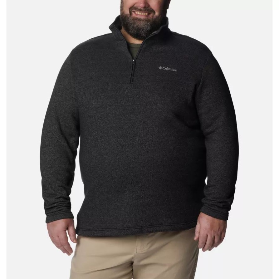 Columbia Men's Great Hart Mountain Iii חצי רוכסן גדול שחור אברש