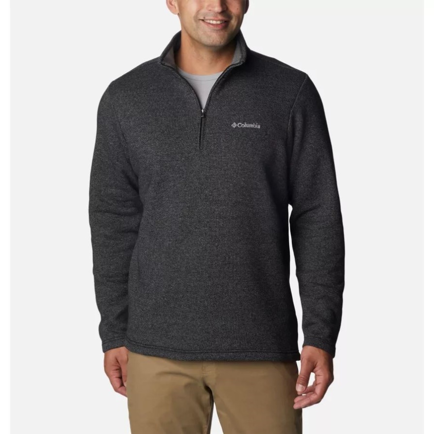 Columbia Men's Great Hart Mountain Iii חצי רוכסן שחור אברש