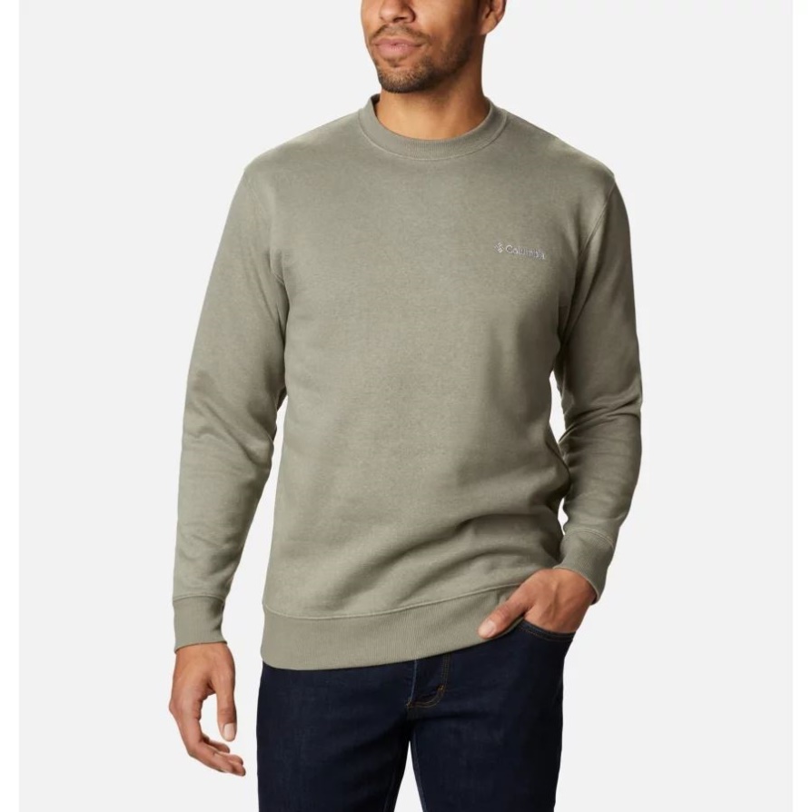 Columbia Men's Hart Mountain Ii Crew סווטשירט אבן ירוק אברש