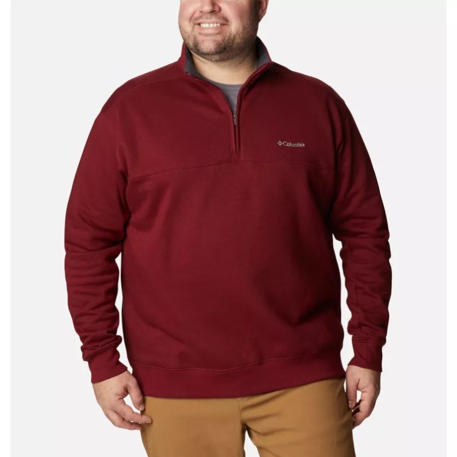 Columbia Men's Hart Mountain Ii סווטשירט חצי רוכסן ג'ספר אדום גדול