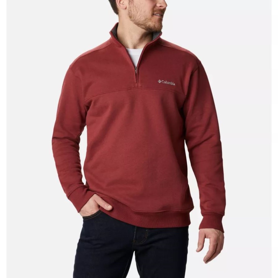 Columbia Men's Hart Mountain Ii סווטשירט חצי רוכסן אדום ג'ספר