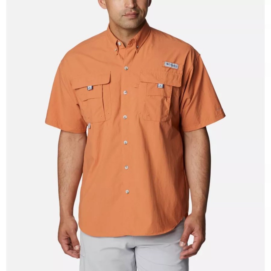 Columbia גברים Pfg Bahama II חולצת שרוולים קצרים גבוה אי כתום