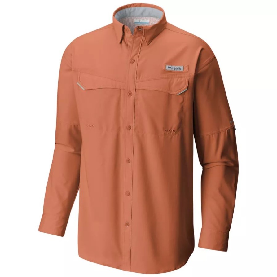 Columbia גברים Pfg Low Drag Offshore חולצה עם שרוולים ארוכים באי כתום