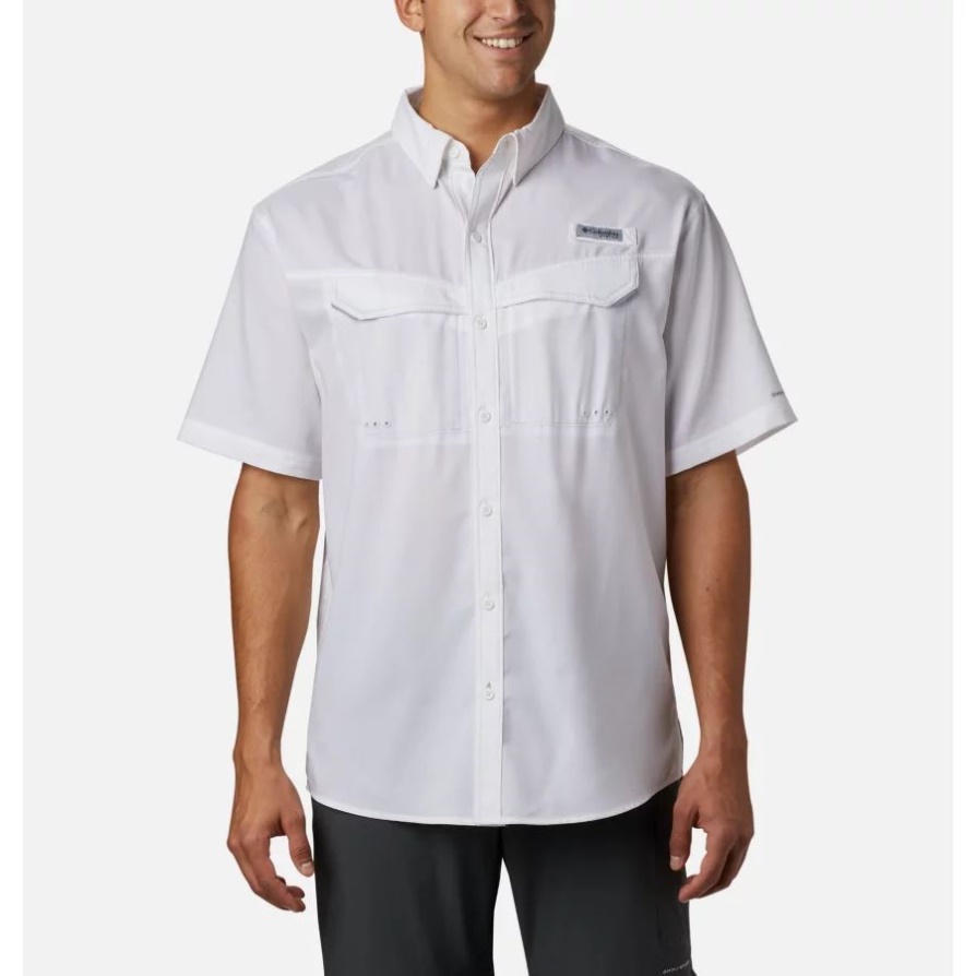 חולצת שרוולים קצרים לבנה של קולומביה גברים Pfg Low Drag Offshore