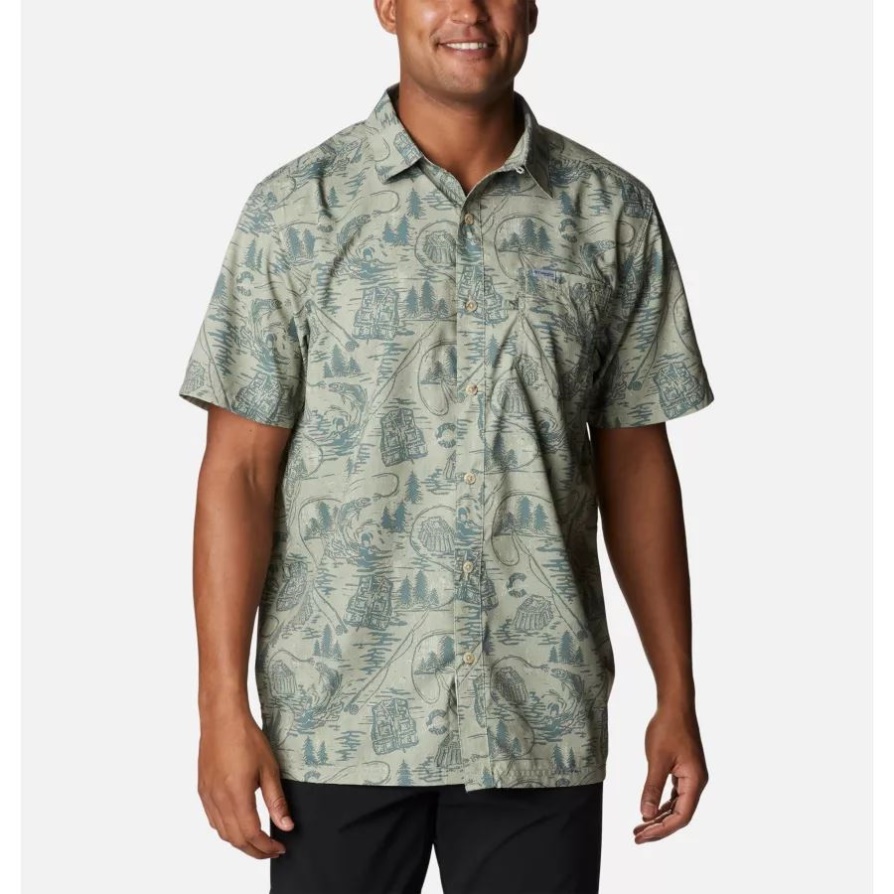 Columbia גברים Pfg Super Slack Tide Camp חולצה מתכת Pfg Origins Print