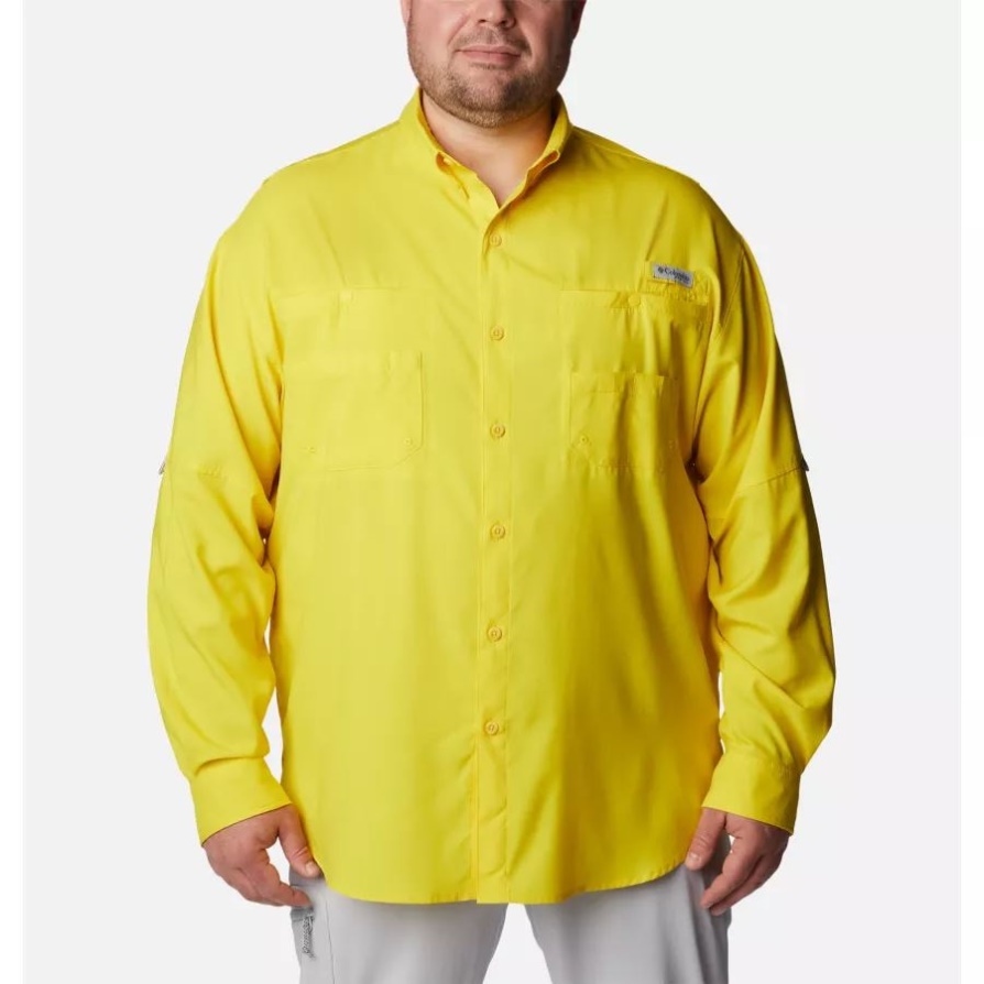 Columbia גברים Pfg Tamiami Ii חולצת שרוולים ארוכים לימון לייזר גדול