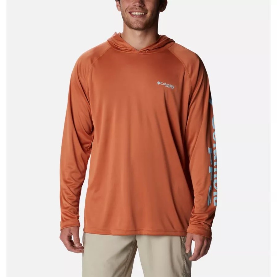 קולומביה לגברים Pfg טרמינל Hoodie אי כתום/אביב כחול לוגו
