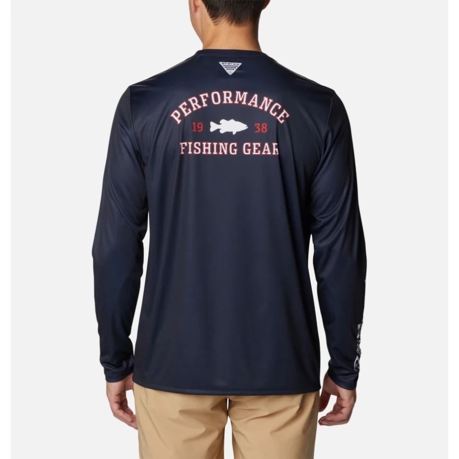 קולומביה גברים Pfg Terminal Tackle אוניברסיטה חולצה עם שרוולים ארוכים קולג'י נייבי/בס לבן